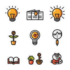 Creative Education and Learning Icons Set – Flat Vector Design for Knowledge & Ideas