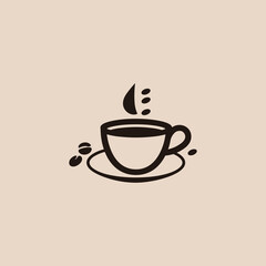 Minimalist Coffee Cup Icon – Cafe Logo Vector Design