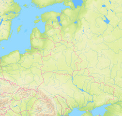 Map of Belarus and surrounding countries without any labels