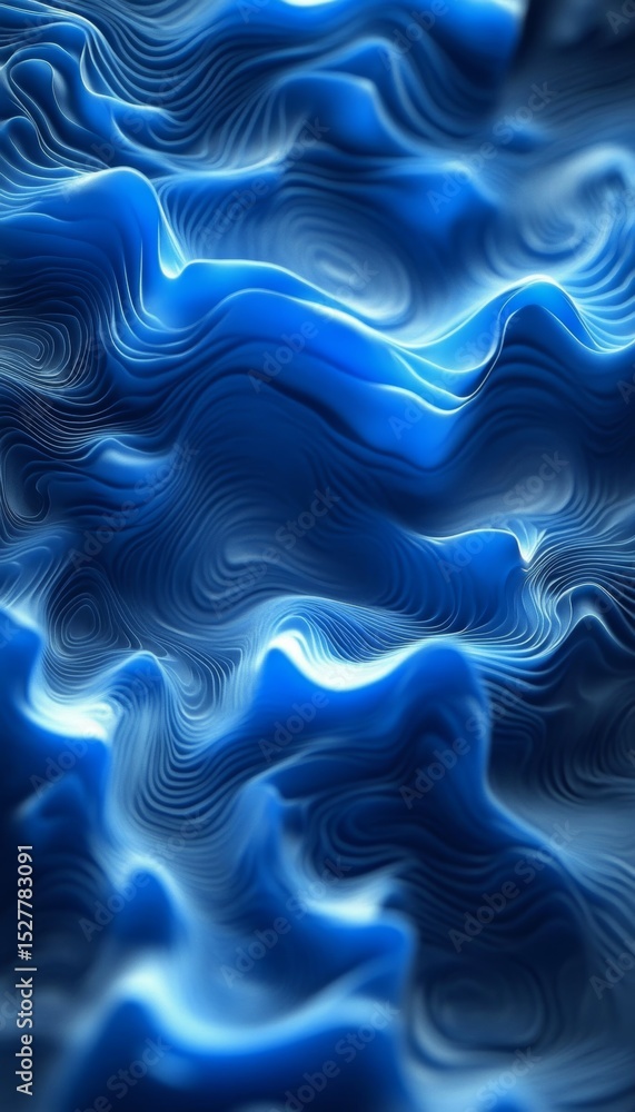 Poster abstract background with dynamic fluid waves and blue shades for vibrant design and texture graphics