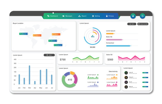 User panel business dashboard. Web design. Modern dashboard ui design - Powered by Adobe