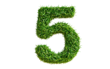 The number 5 is made out of grass
