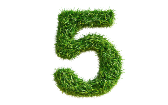 The number 5 is made out of grass - Powered by Adobe