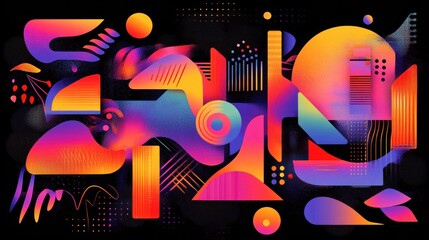 Abstract vibrant shapes composition