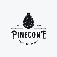 Pinecone logo template design retro vintage vector illustration.
