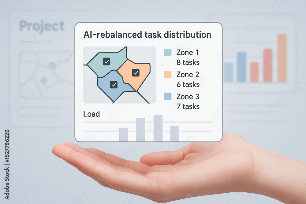 Aufkleber ai rebalanced task distribution in civil engineering project management shows construction zones and