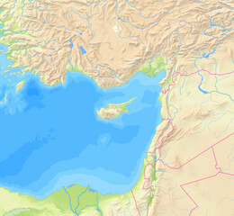 Fototapeta premium Map of Cyprus and surrounding countries without any labels