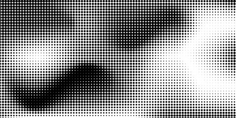 Gradient halftone. Gradient dotted, sprayed fine dots and halftone seamless dots background geometric pattern horizontal pattern vector seamless pattern