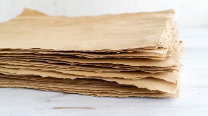 Stack of handmade kraft paper sheets