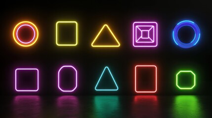 Neon shapes on dark background