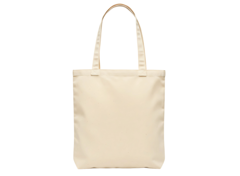 Blank off white tote bag isolated on transparent background