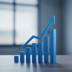 Fototapeta premium Ascending blue bar graph showing exponential growth and progress