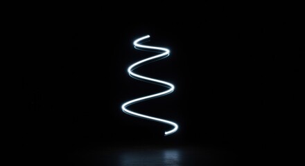 Abstract light painting forming a wavy, continuous line on a dark background, symbolizing motion and flow