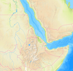 Map of Eritrea and surrounding countries without any labels