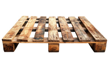 Wooden pallet with a logo on it