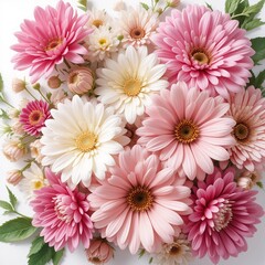 Bright and colorful assortment of gerbera daisies in various shades arranged in a beautiful bouquet