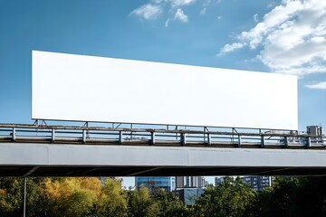Obraz premium Outdoor Public Advertising on Metal Bridge with Large Display Board