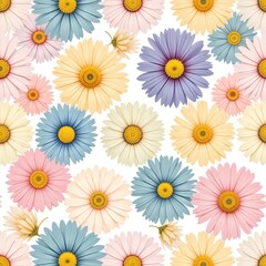 Colorful flowers in a vibrant pattern bringing joy and freshness to any space with their varied hues and shapes