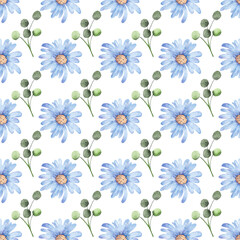 Seamless floral pattern minimalist repeating floral background with watercolor flowers. Fabric wallpaper print texture. Perfectly for backdrop, wrapped paper.