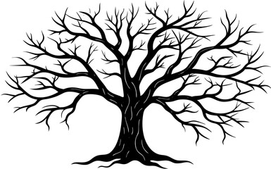 Obraz premium Bare winter tree silhouette illustration