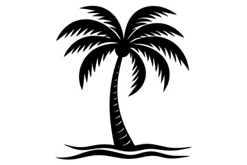 Silhouette of a palm tree by the ocean