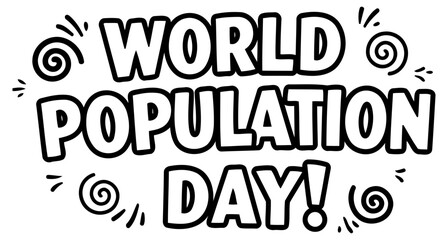 Bold. stylized typography highlights World Population Day. Suitable for advertising. social media campaigns. or educational materials promoting awareness.