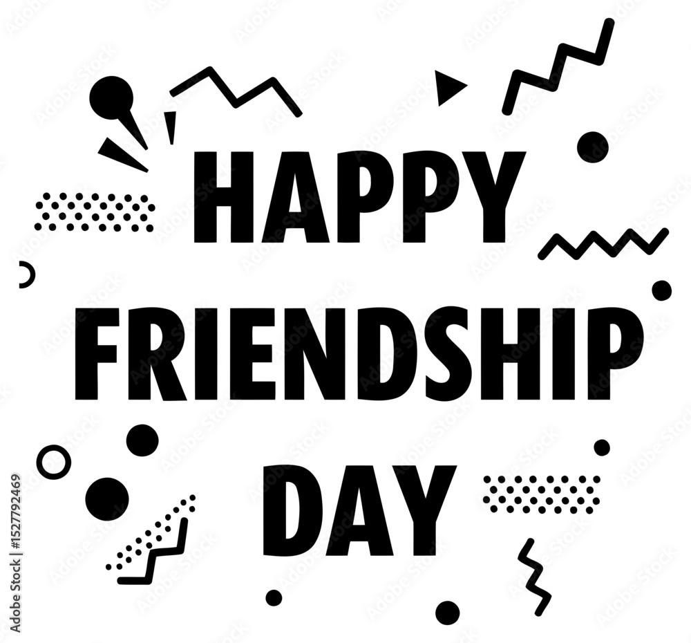 Poster happy friendship day graphic design featuring bold typography and modern geometric shapes. visual di