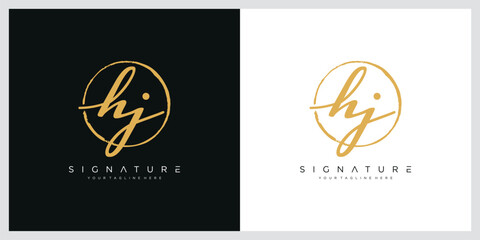 Initial HJ or JH handwriting logo template
