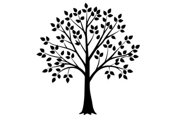 Obraz premium Simple black silhouette of a leafy tree