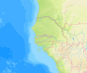 Map of the The Gambia and surrounding countries without any labels