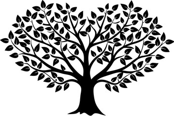 Obraz premium Heart shaped black silhouette tree illustration