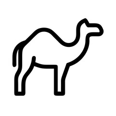 Obraz premium Camel Outline Icon – Minimal Desert Animal Symbol: Minimalist camel outline icon for wildlife, travel, or educational projects related to desert animals.