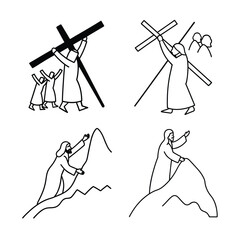 Jesus line art various activities  