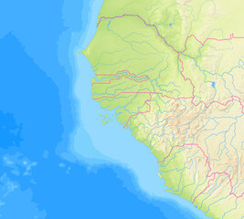Map of Guinea-Bissau and surrounding countries without any labels