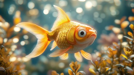 Obraz premium Golden fish in an aquatic environment