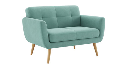 Isolated Two Seater Turquoise Sofa
