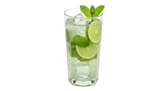 Isolated Mojito Cocktail with Lime and Mint