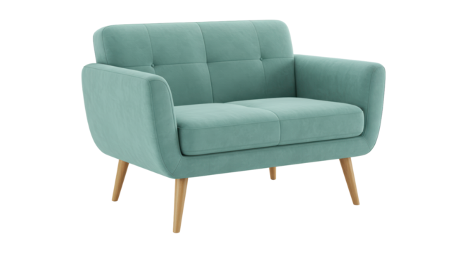 Isolated Two Seater Turquoise Sofa