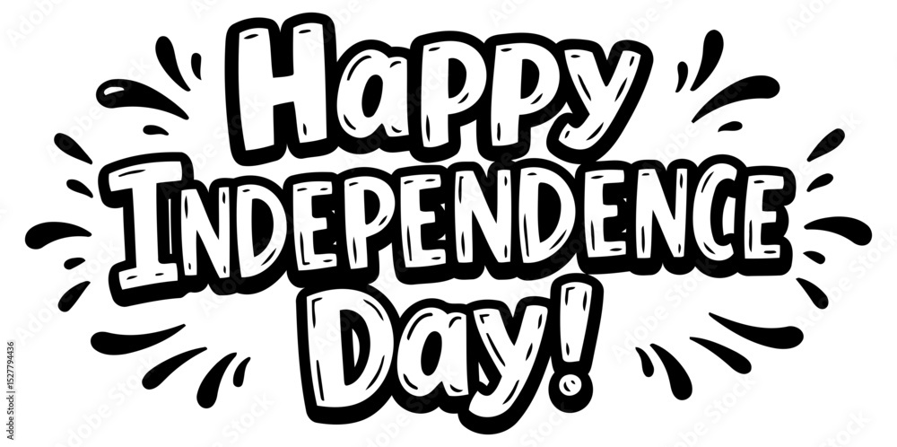 Poster happy independence day graphic design with text in bold. stylized font. featuring decorative element