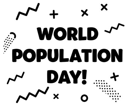 World Population Day bold graphic design with abstract shapes. Globally recognized day with dynamic. geometric shapes. General public. global awareness day.
