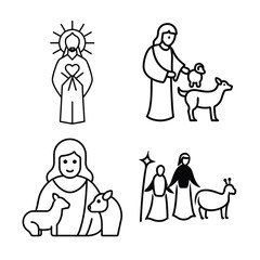 Jesus line art various activities  