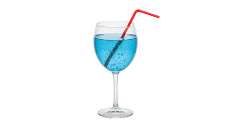 Isolated blue cocktail with straw