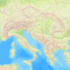 Map of Croatia and surrounding countries without any labels