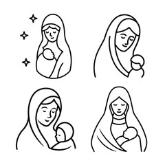 Jesus line art various activities  