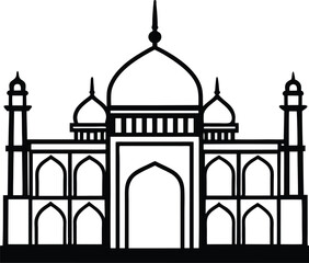 Jama Masjid Delhi with Warm Vector Style vector line art illustration