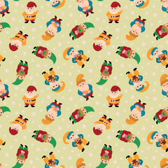 Seamless pattern with funny gnomes. Endless textures for your design	
