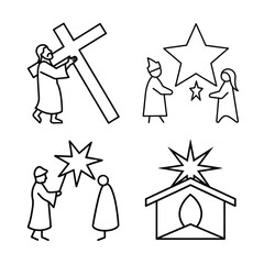 Jesus line art various activities  