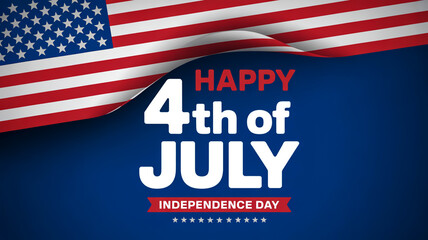 A patriotic 4th of July greeting card design with a diagonal split composition