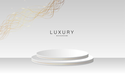 Luxury white background with three white podiums, ideal for showcasing products. Perfect for promotional visuals or product displays.