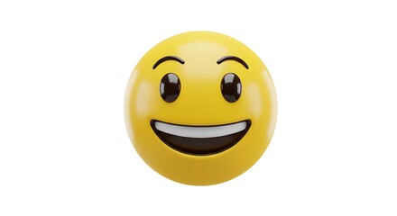 Fototapeta premium Smiling yellow emoji 3d render isolated on white background
